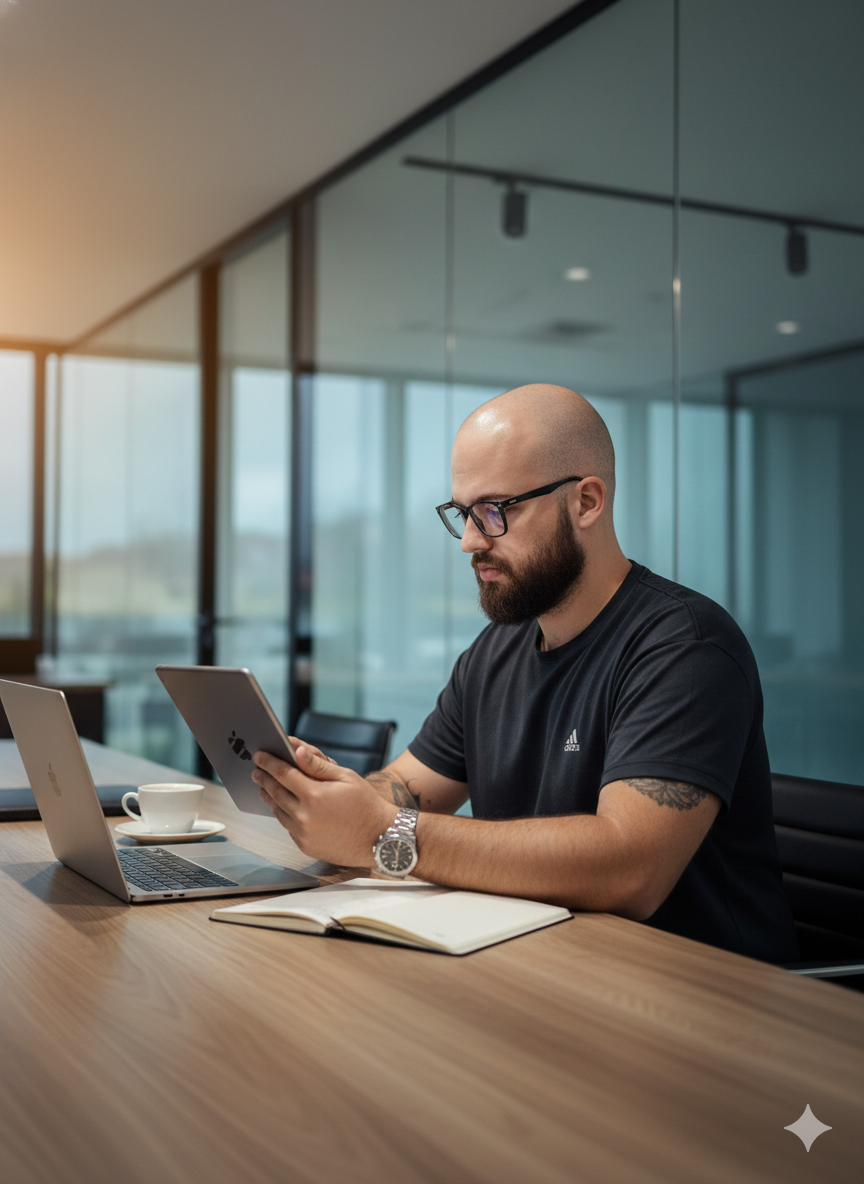 Especialista HPZERA EXPERT analisando dados em um ambiente corporativo